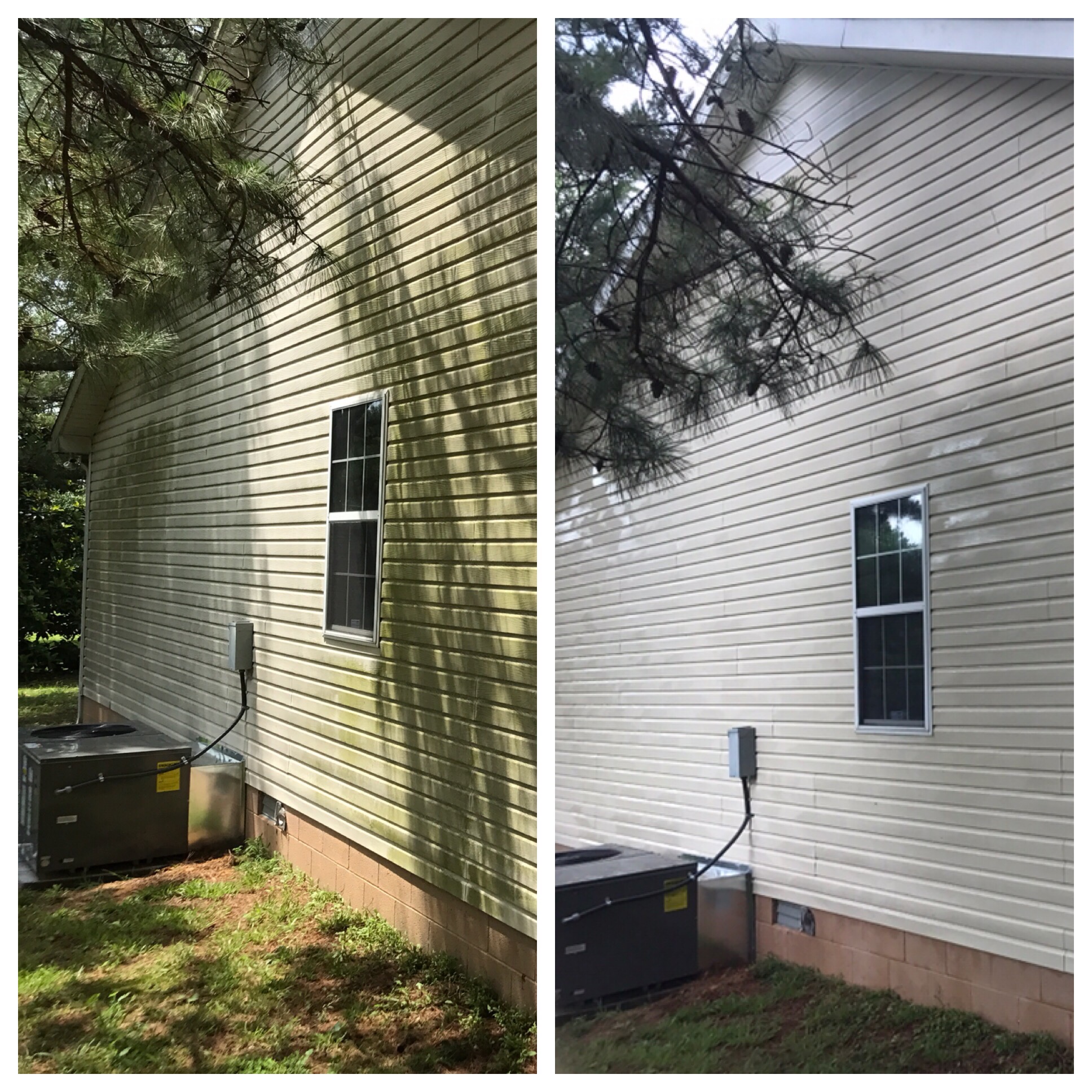 Soft washing siding side by side comparison