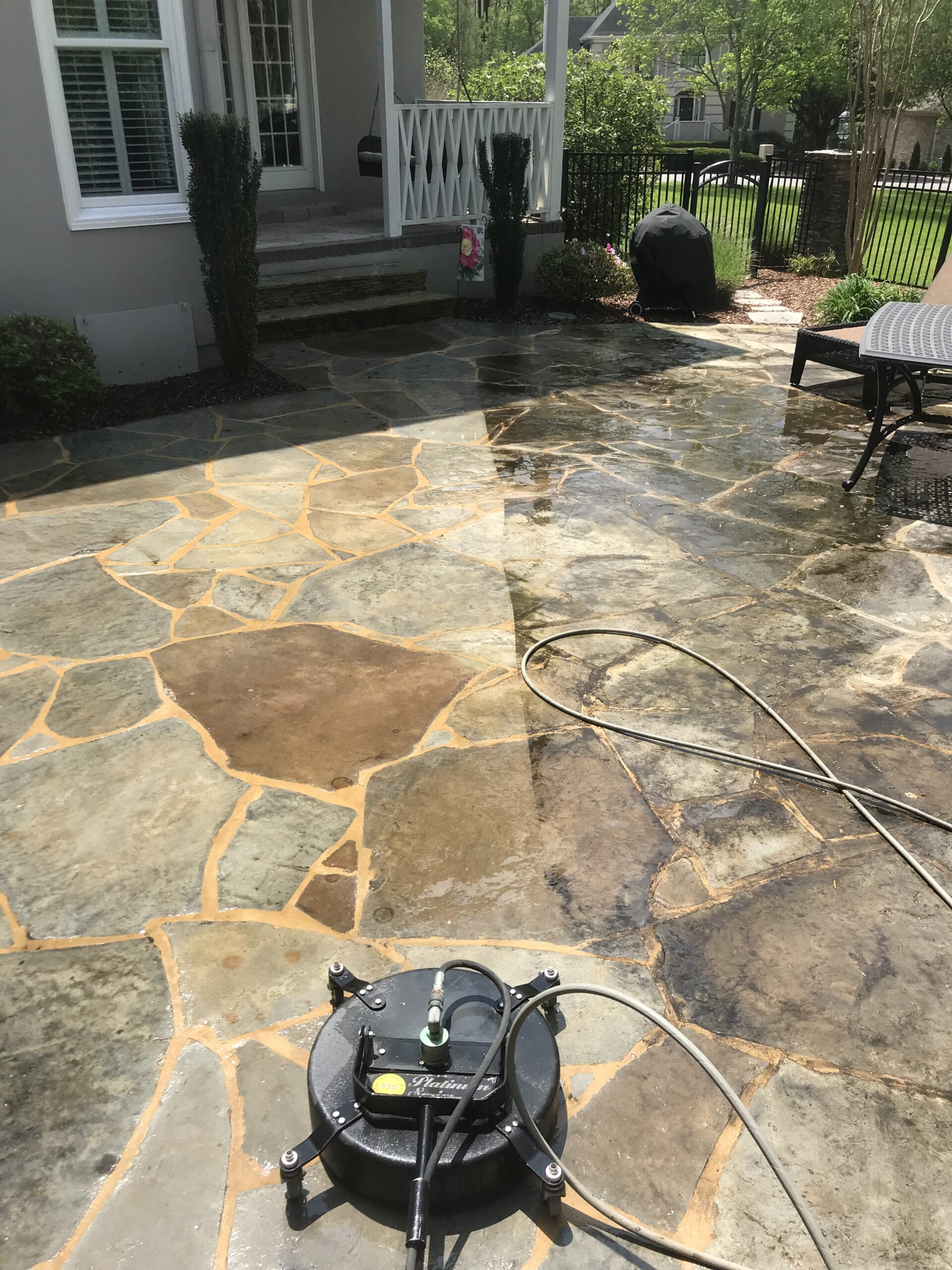 Stone patio cleaning